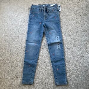 Old Navy kids (girls) ballerina jeggings with pink embroidered flowers (Size 10)